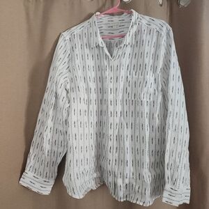 Garnet Hill Black and White Patterned Shirt- High End Fashion